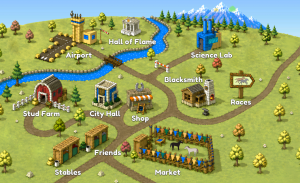 Hooves of Fire Town Map, main navigation for gameplay